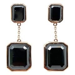 14ct Rose Gold Black Moissanites and Diamond Stud Earrings