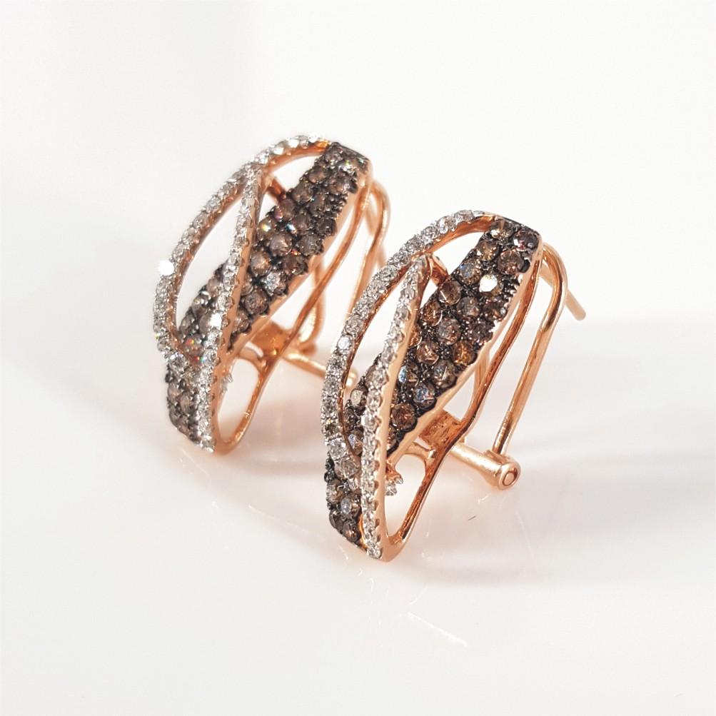 14ct Rose Gold Cognac & Diamond Ring & Earrings Set For Sale 6