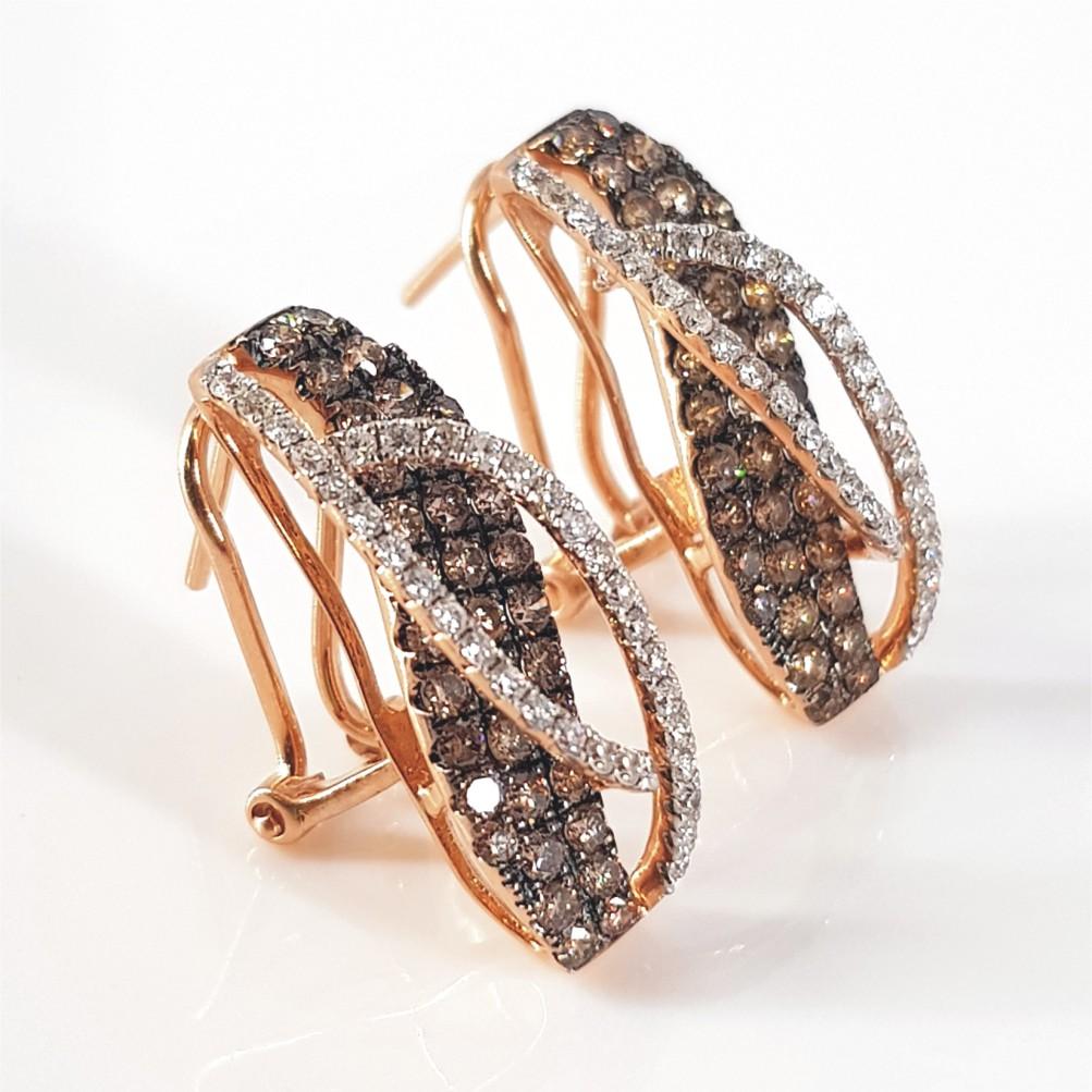 14ct Rose Gold Cognac & Diamond Ring & Earrings Set For Sale 9