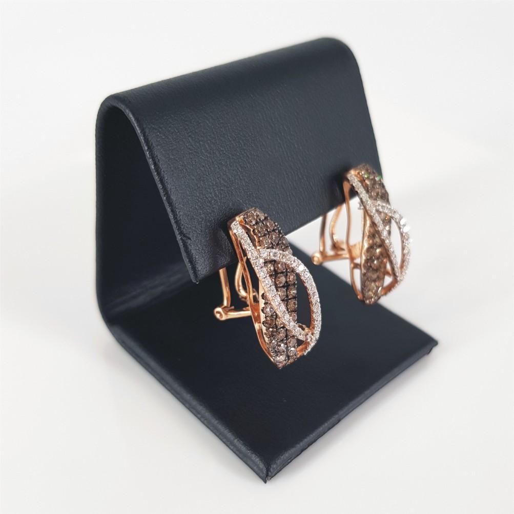 14ct Rose Gold Cognac & Diamond Ring & Earrings Set For Sale 11