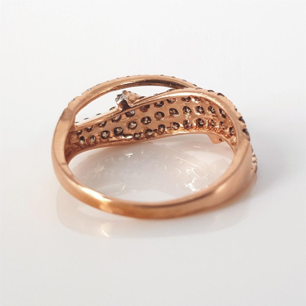 Modern 14ct Rose Gold Cognac & Diamond Ring & Earrings Set For Sale