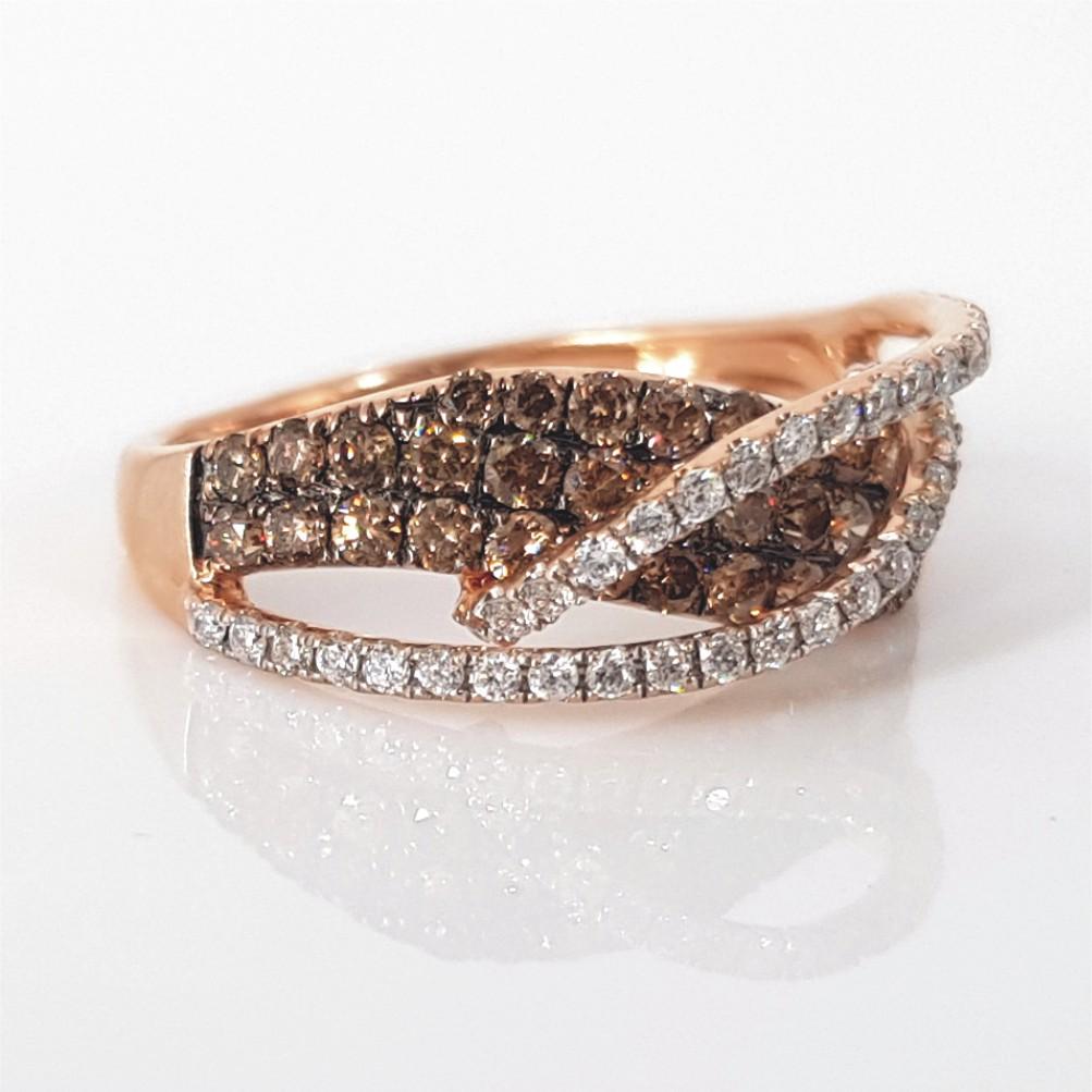 14ct Rose Gold Cognac & Diamond Ring & Earrings Set In Good Condition For Sale In Cape Town, ZA