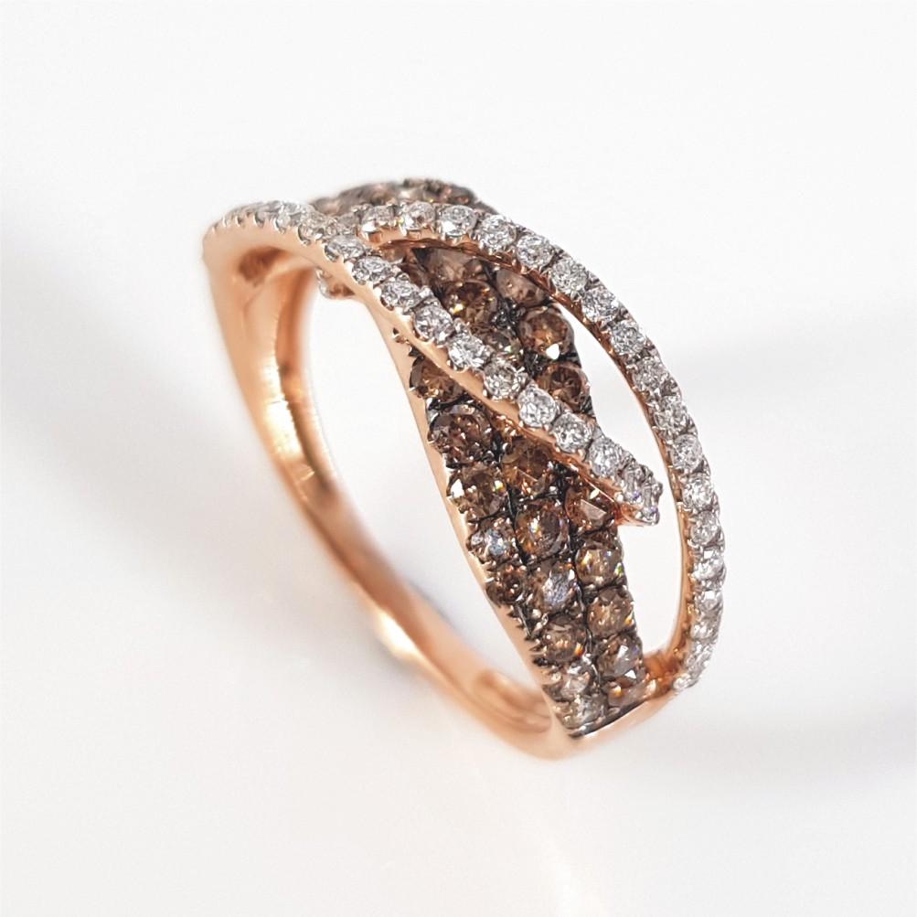 Women's 14ct Rose Gold Cognac & Diamond Ring & Earrings Set For Sale