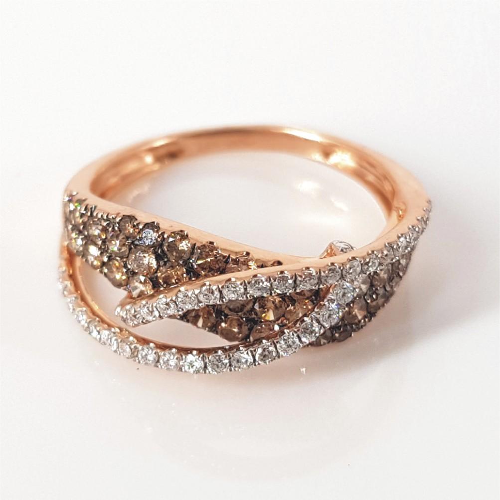 14ct Rose Gold Cognac & Diamond Ring & Earrings Set For Sale 2