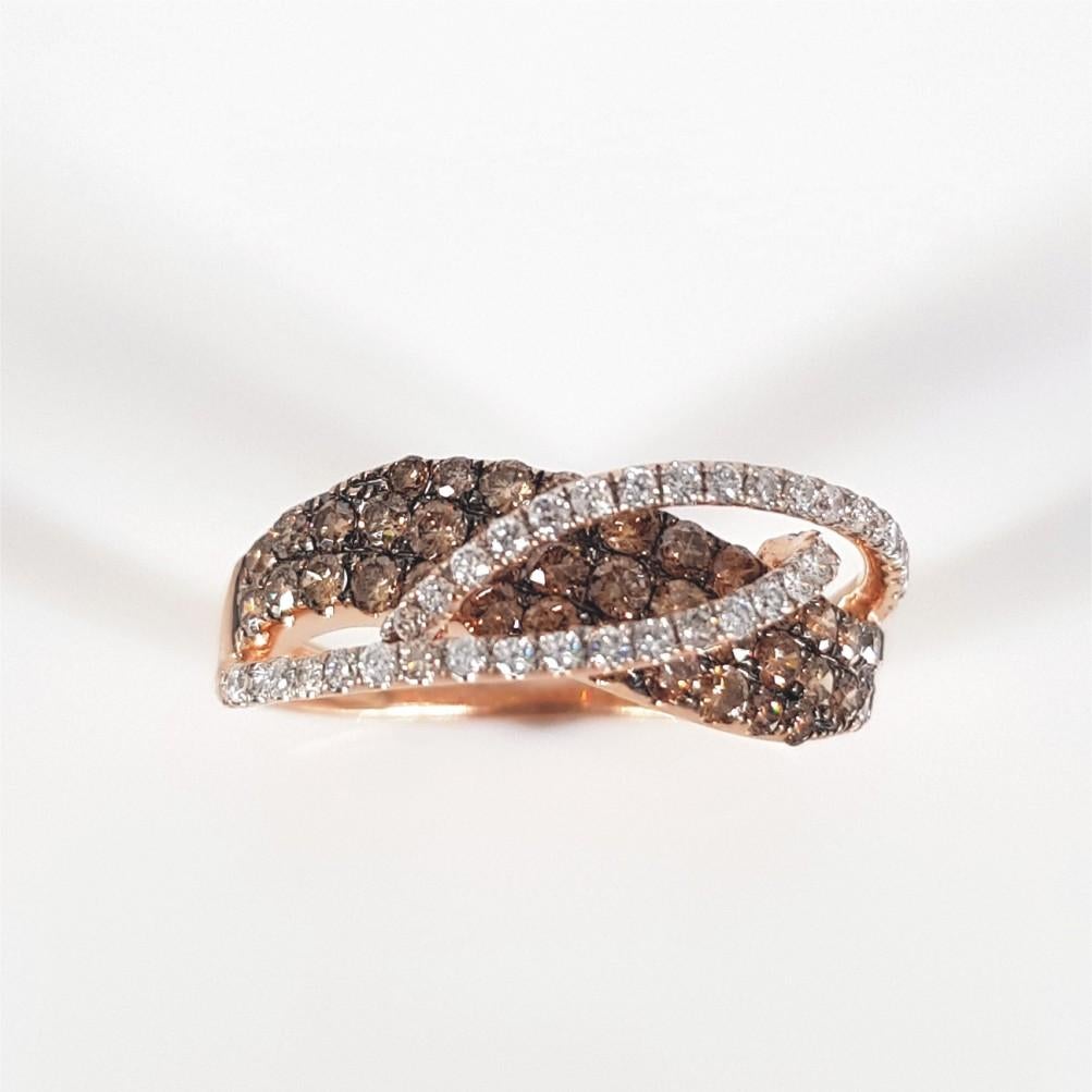 14ct Rose Gold Cognac & Diamond Ring & Earrings Set For Sale 3