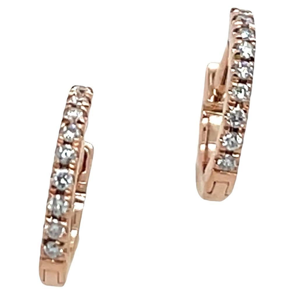 Orecchini a cerchio con diamanti in oro rosa 14ct, con 0,08ct di diamanti rotondi 9,50mm