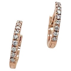 Orecchini a cerchio con diamanti in oro rosa 14ct, con 0,08ct di diamanti rotondi 9,50mm