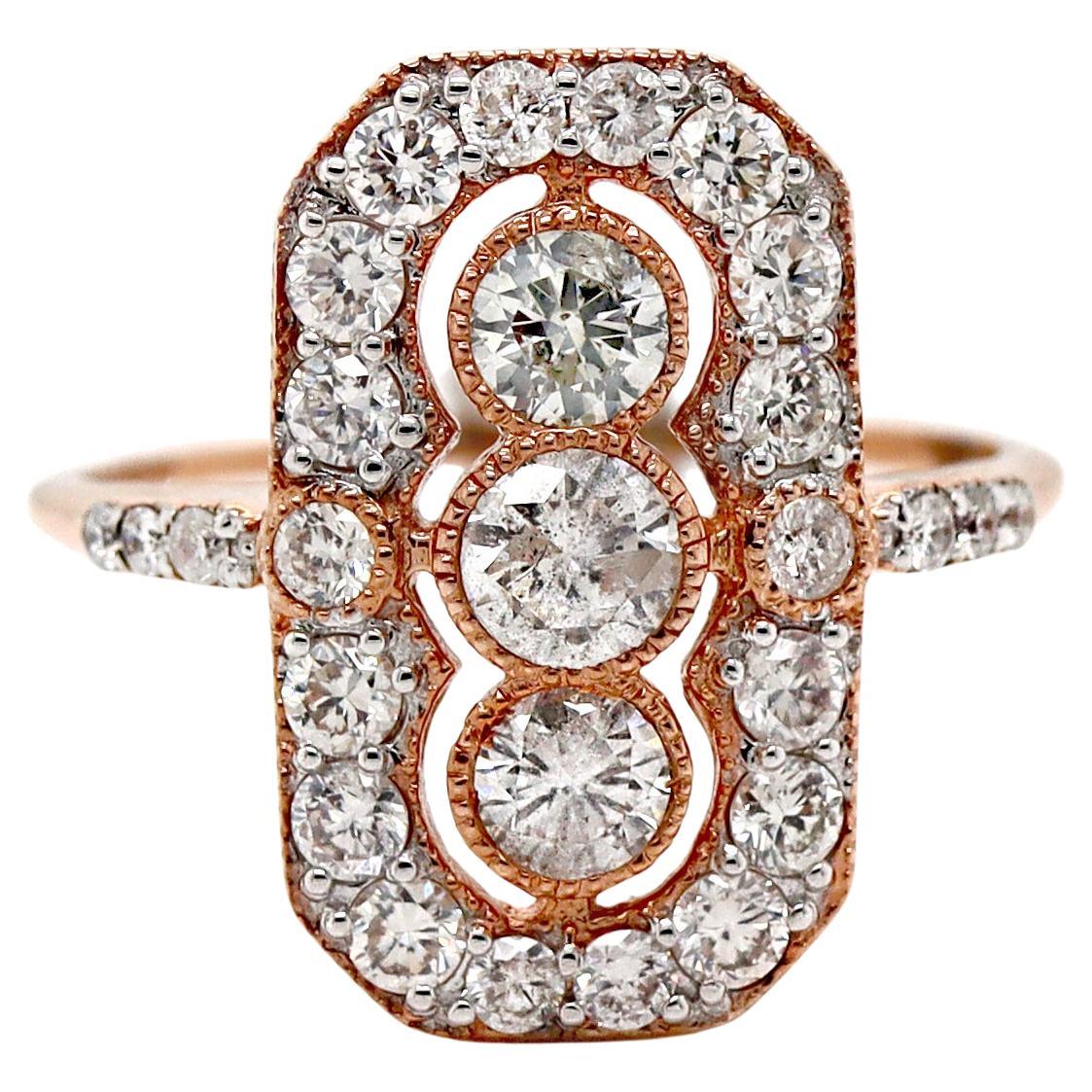 14CT Rose Gold Diamond Trilogy Dress Ring