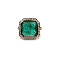 14ct Rose Gold Emerald and Diamond Ring