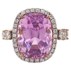 14CT Rose Gold Kunzite And Diamond Cocktail Ring