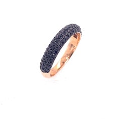 14ct Rose Gold Ring Set with 3 Row Black Diamond