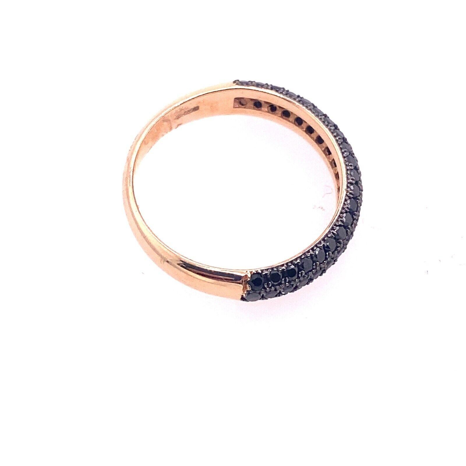 Round Cut 14ct Rose Gold Ring Set with 3 Row Black Diamond For Sale