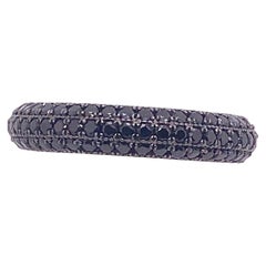 Bague en or rose 14 carats sertie de 3 rangées de diamants noirs