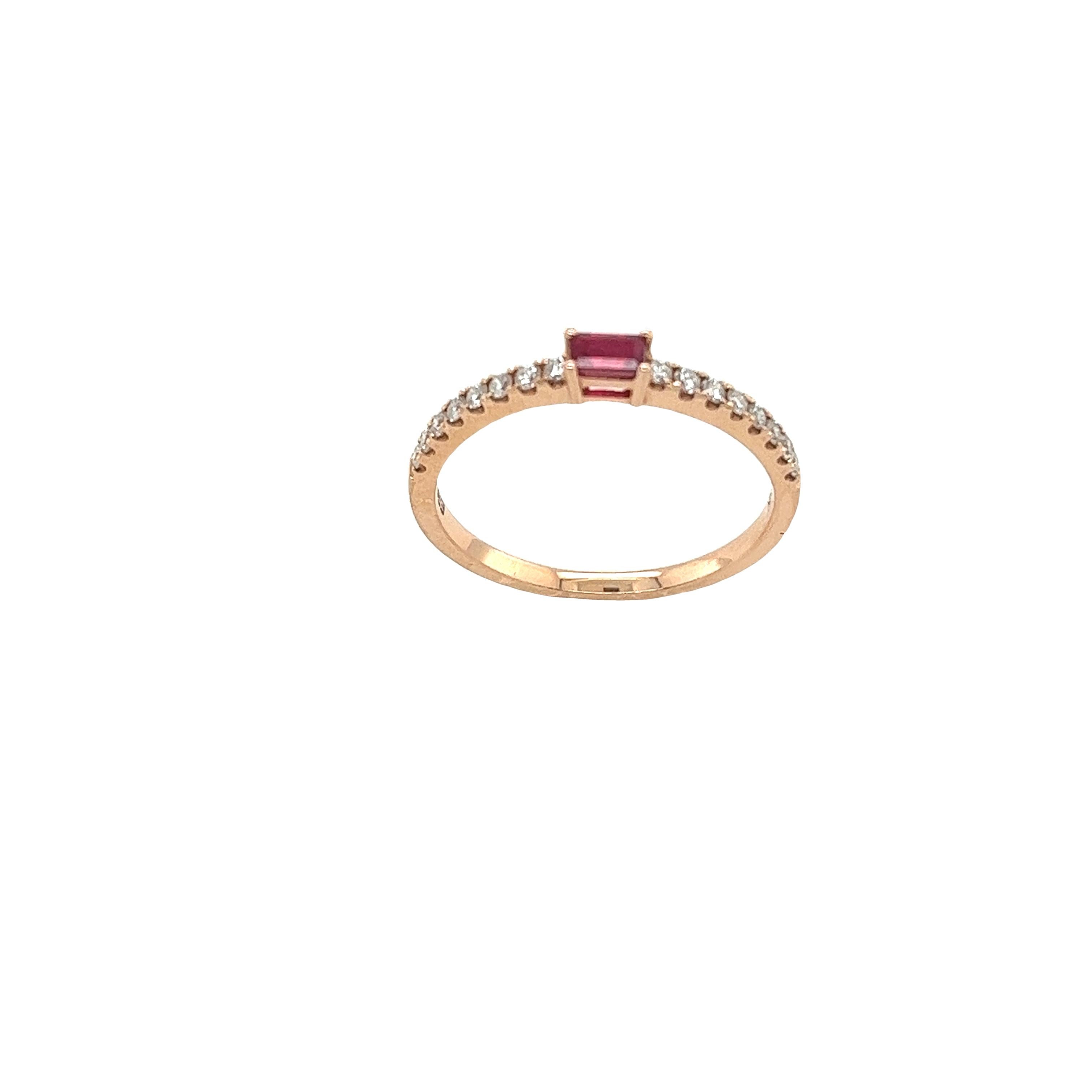 14ct Rose Gold Ruby and Diamonds Ring For Sale 5