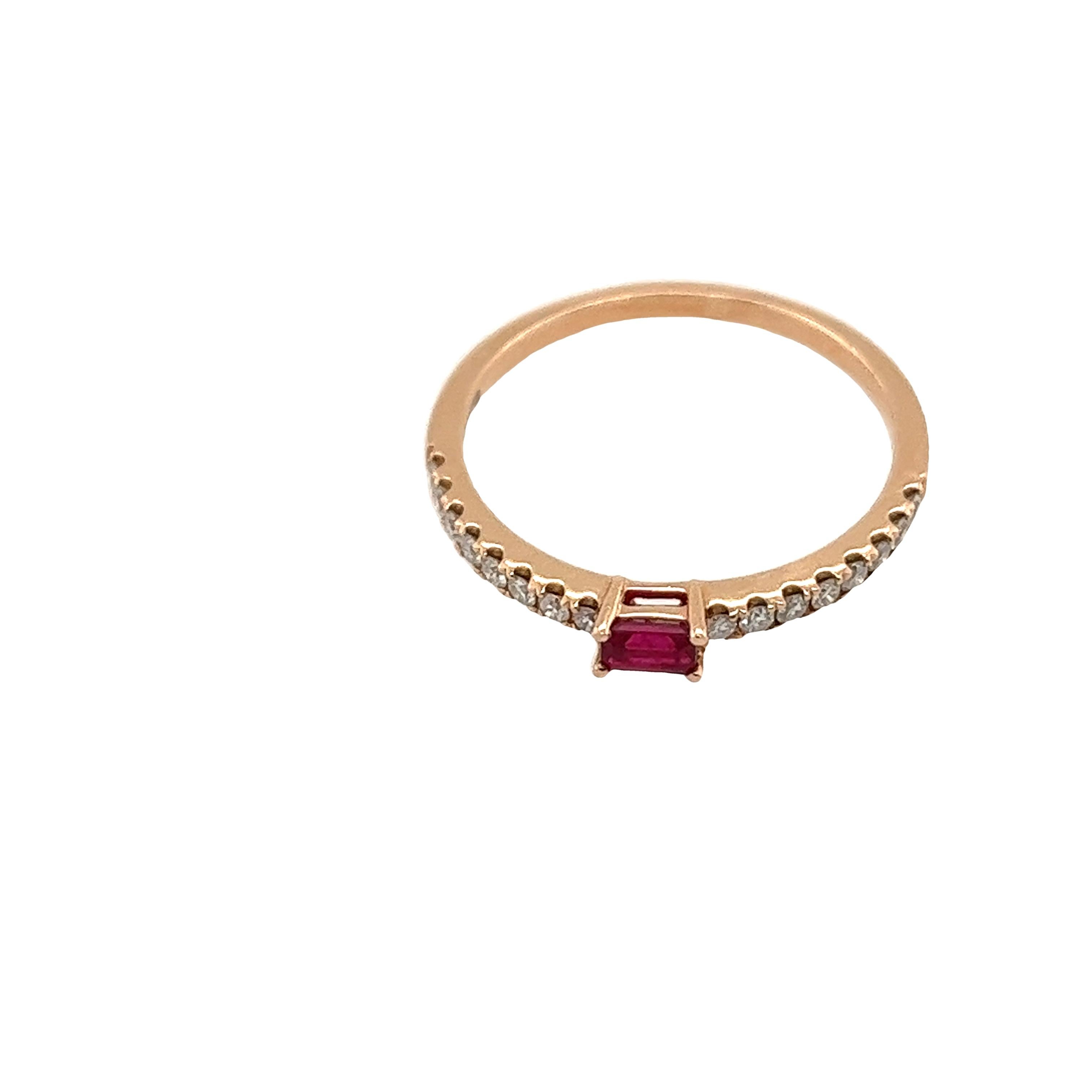 14ct Rose Gold Ruby and Diamonds Ring For Sale 1