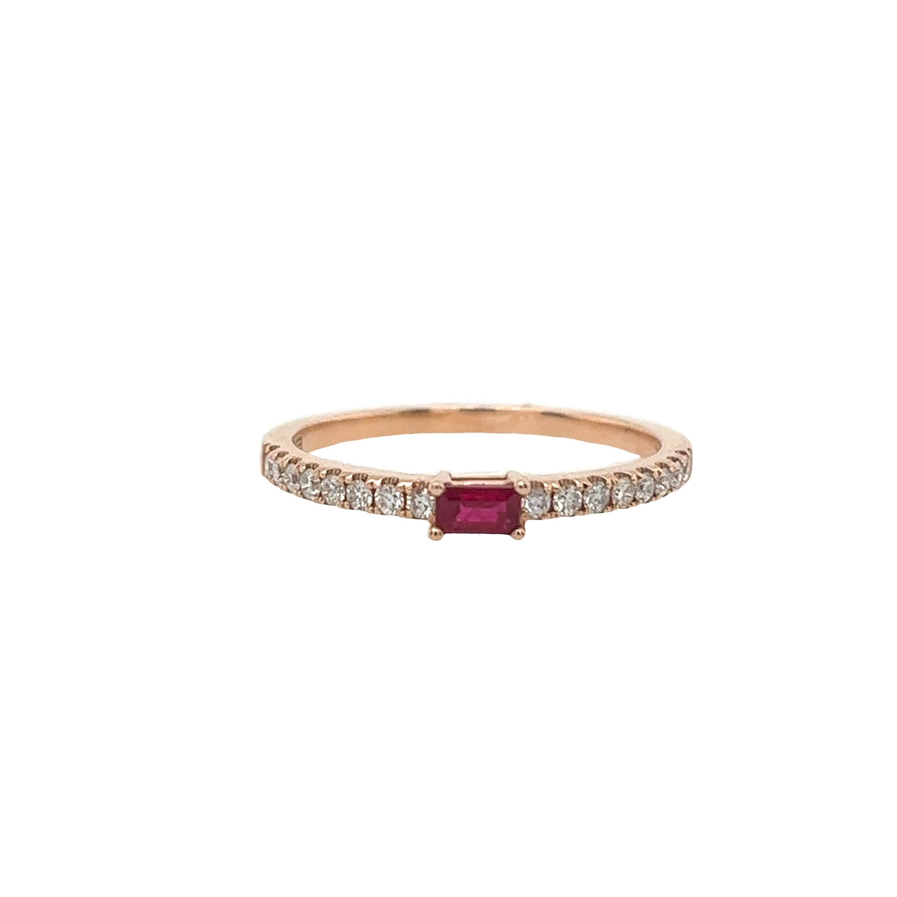 14ct Rose Gold Ruby and Diamonds Ring For Sale 3
