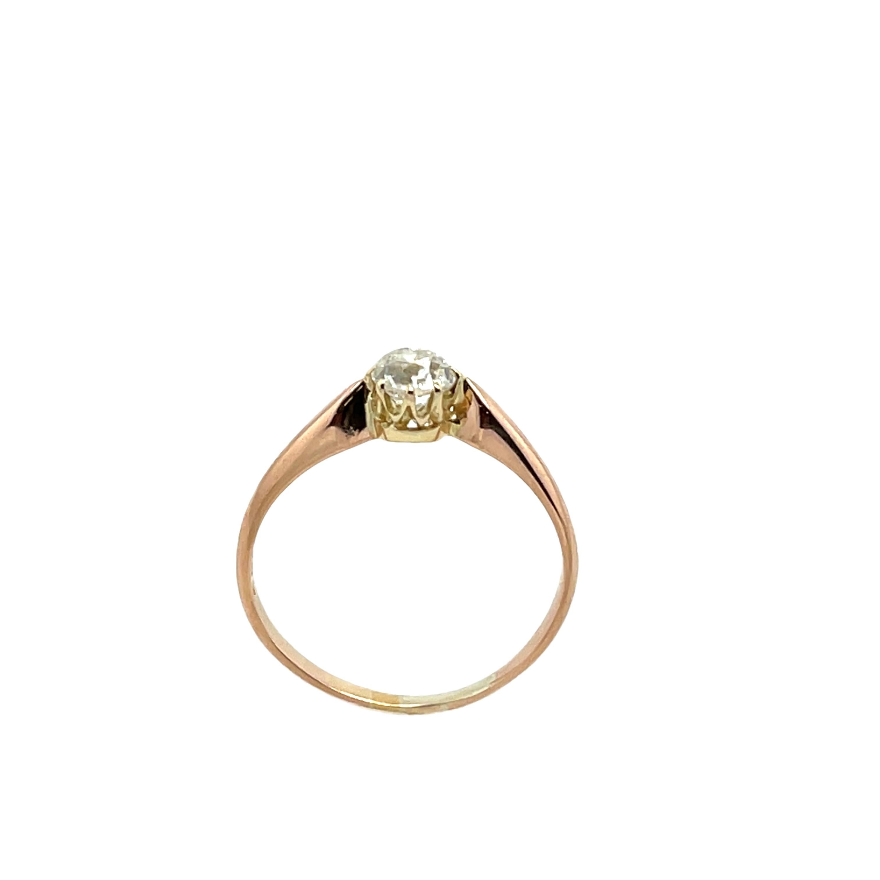 14 Karat Roségold Diamantring aus Gelbgold, mit 0,35 Karat rundem Diamanten besetzt im Zustand „Hervorragend“ im Angebot in London, GB