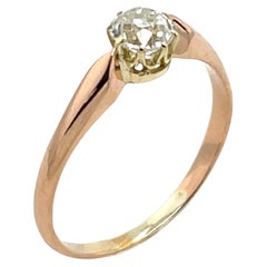 14ct Rose & Yellow Gold Diamond Ring, Set With 0.35ct Round Diamond