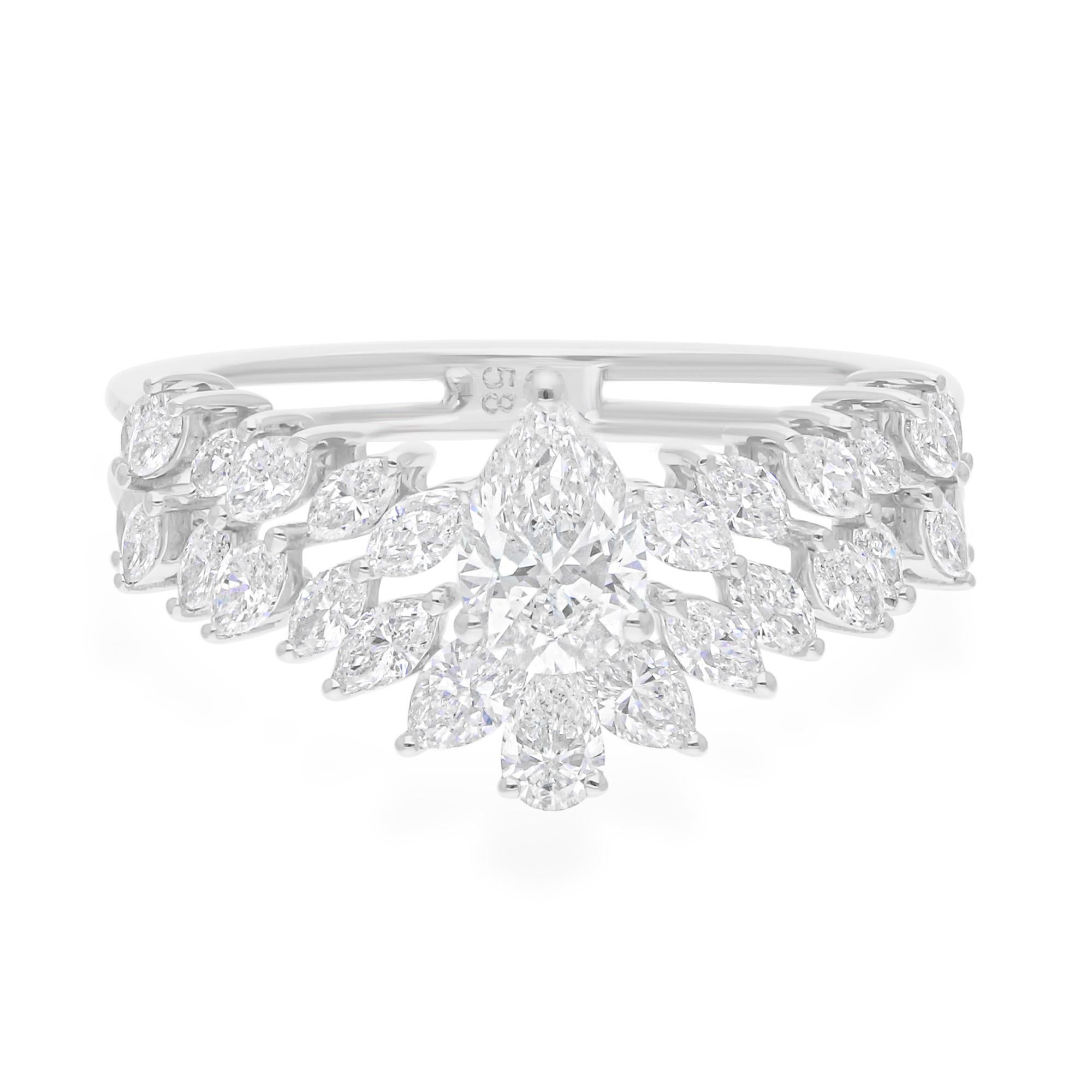 Anello nuziale con diamante 1.4Ct SI Clarity HI Color Oro bianco 14k Tutte le tariffe sono pagate