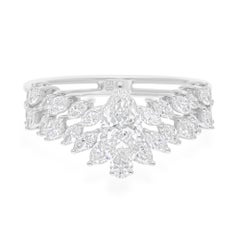 Anello nuziale con diamante 1.4Ct SI Clarity HI Color Oro bianco 14k Tutte le tariffe sono pagate
