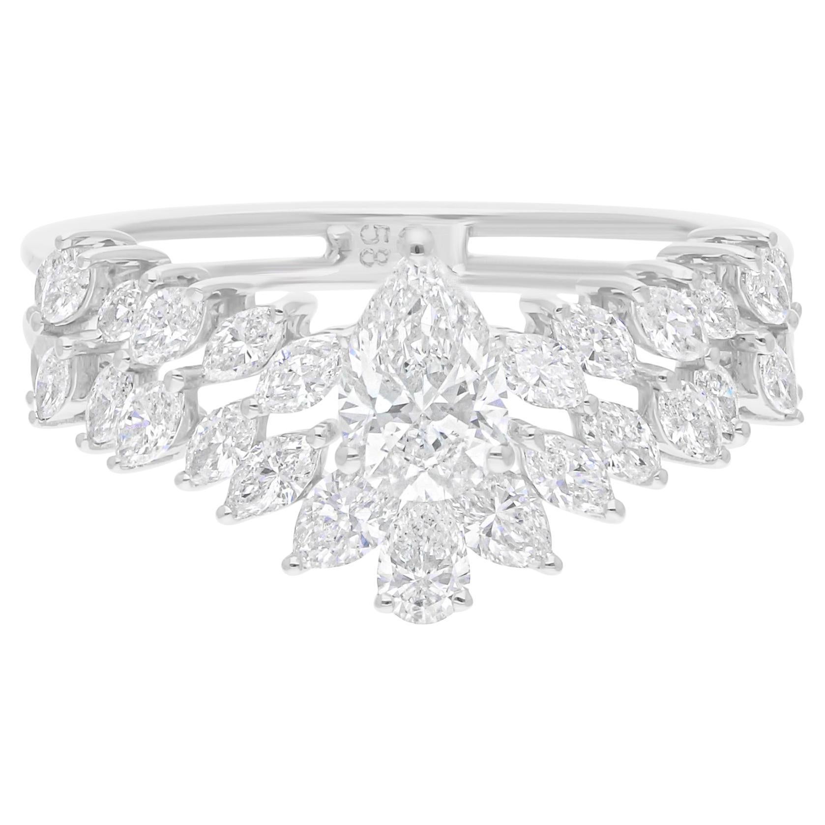 1.4Ct SI Reinheit HI Farbe Diamant Ehering 18k Weißgold Alle Zölle gezahlt
