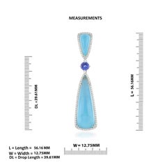 14 Karat Himmelblauer Topas, Tansanit und Diamant Nieten-Anhänger aus 14 Karat Weißgold