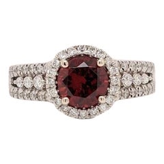 Bague grenat spessartine 1,4 carat avec diamants extraits de la terre en or massif 14 carats rond 6,5