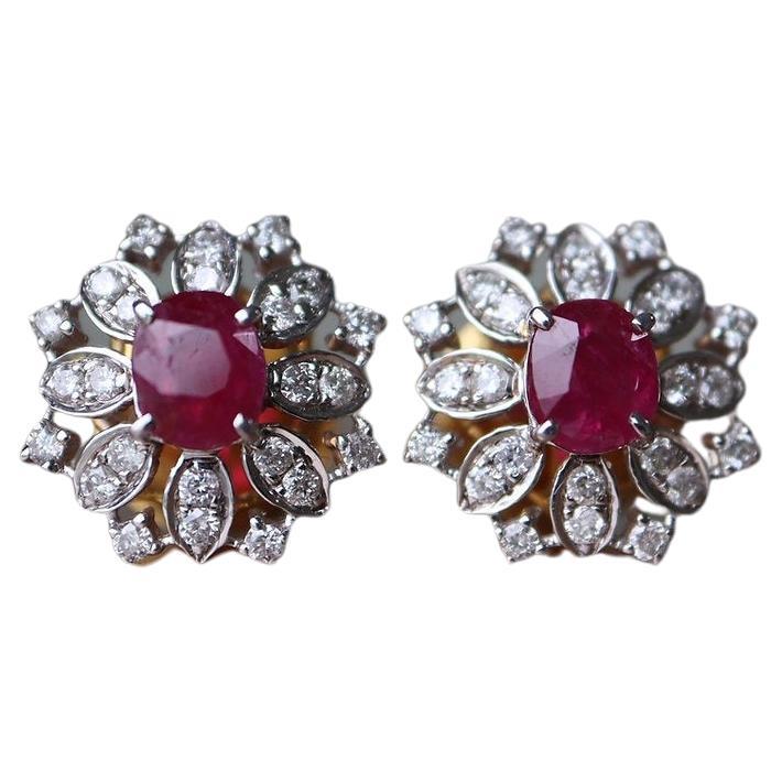 1.4Ct Unheated Burmese Ruby Earring