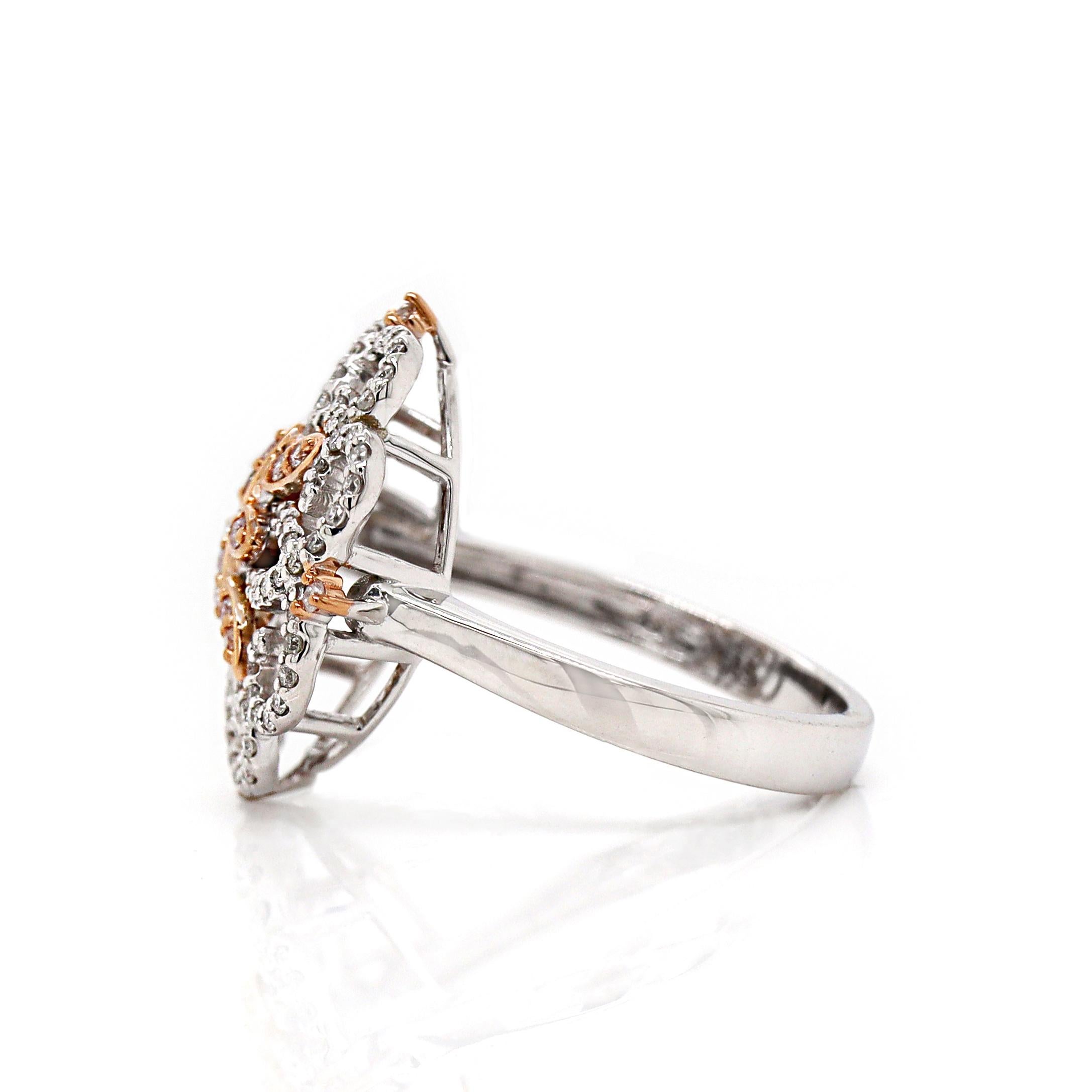 Anello da abito in stile antico con diamanti rosa e bianchi in oro bianco e rosa 14CT In condizioni Nuovo in vendita a Sydney, NSW