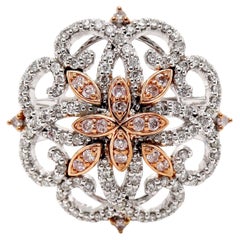 14CT White and Rose Gold Pink & White Diamond Antique Style Dress Ring