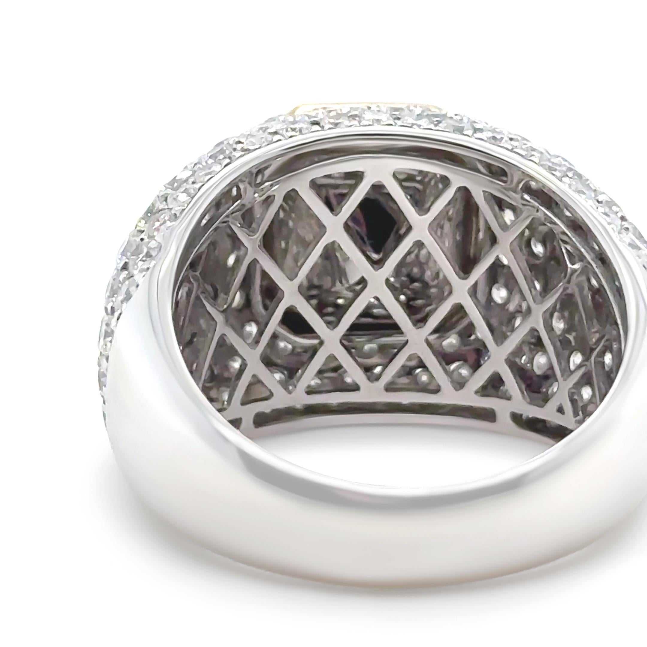 Women's 14ct White and Yellow Gold Emerald and Diamond Cocktail Ring 7.78ct
