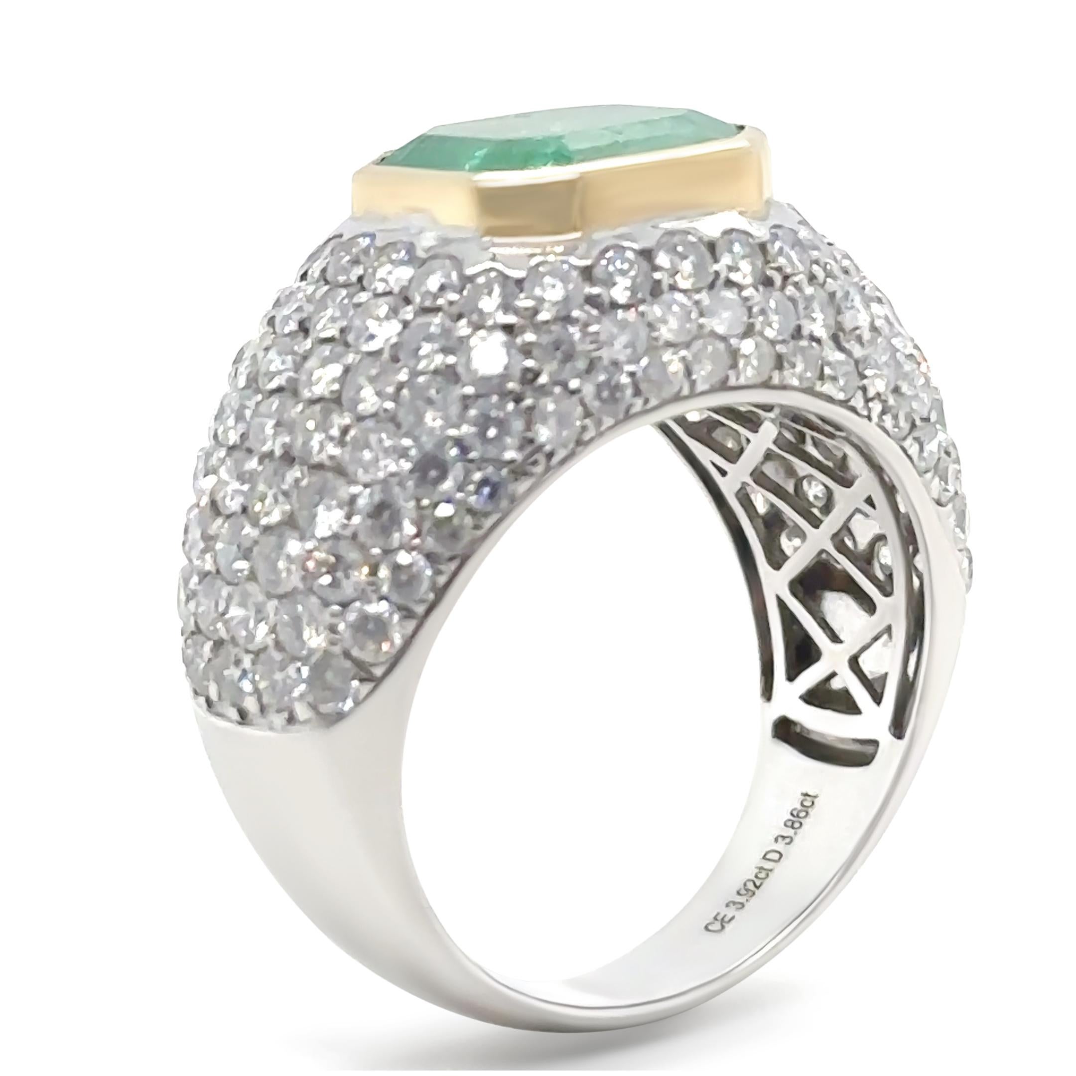 14ct White and Yellow Gold Emerald and Diamond Cocktail Ring 7.78ct 3
