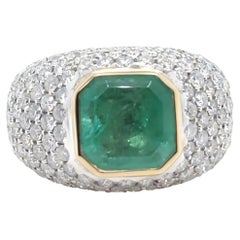 14ct White and Yellow Gold Emerald and Diamond Cocktail Ring 7.78ct