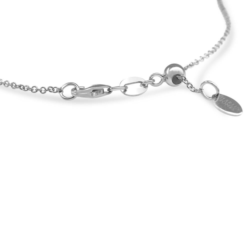 Modern 14ct White Gold 0.50ct Blue Sapphire & 0.03ct Diamond Drop Necklace For Sale