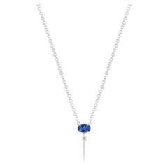 14ct White Gold 0.50ct Blue Sapphire & 0.03ct Diamond Drop Necklace