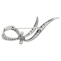 14ct White Gold 0.60ct Sapphire & 1.45ct Diamond Brooch