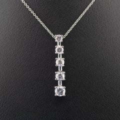 14 Carat White Gold 1.25 Carat Diamond Bar Pendant Necklace 4.8g