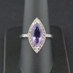 14ct White Gold Amethyst and Diamond Ring Size Q 5.0g