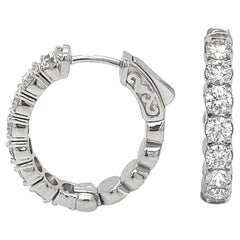 14ct White Gold and Diamond Hoop Earrings