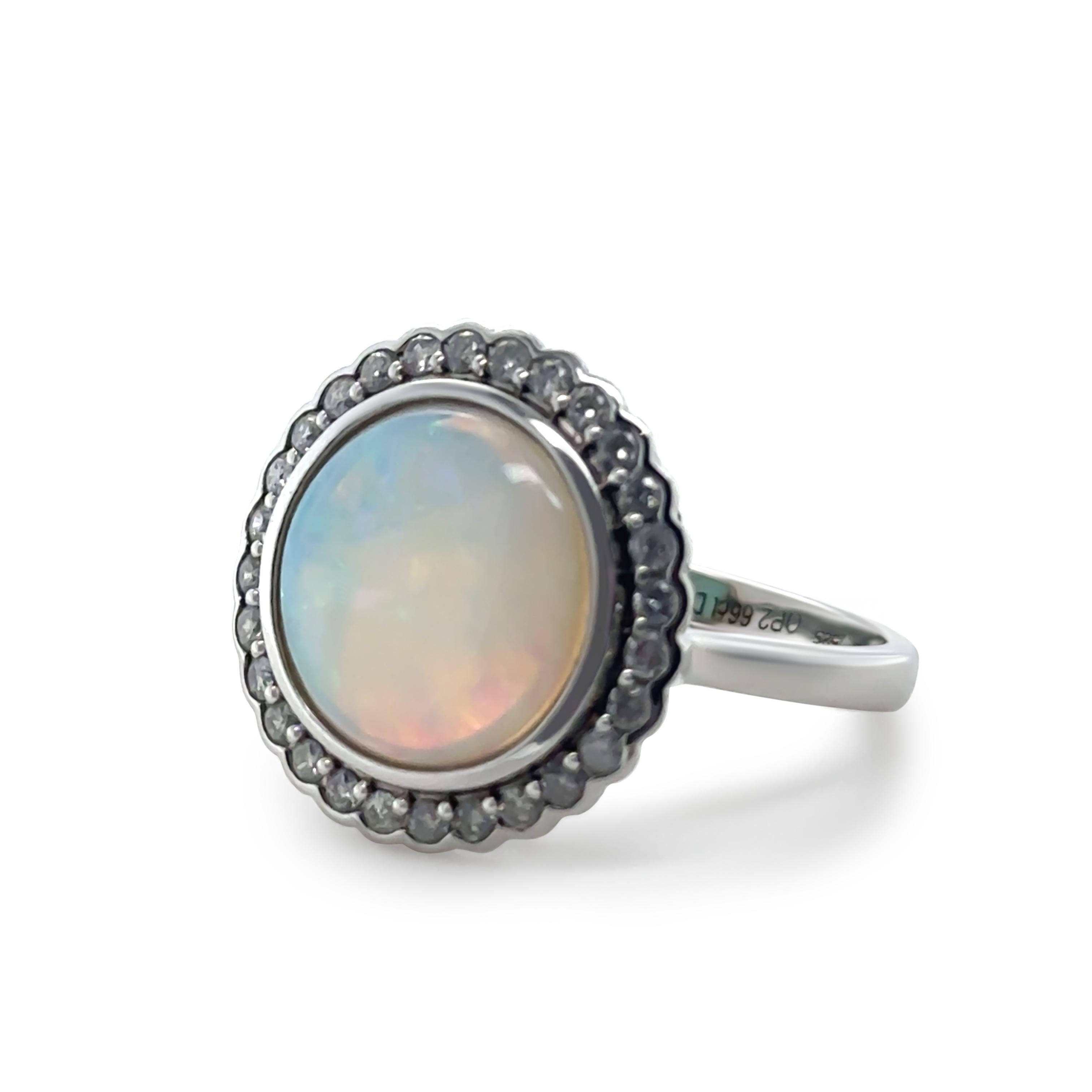 14ct White Gold Andamooka Opal and Diamond Ring 3.04ct For Sale 1