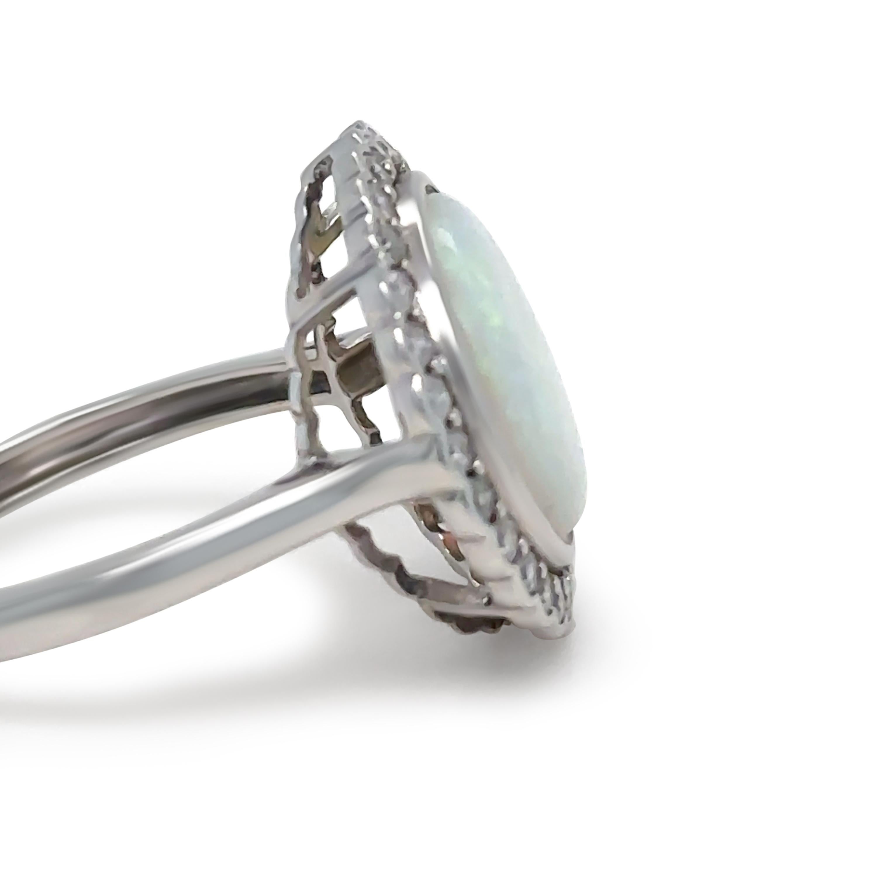 14ct White Gold Andamooka Opal and Diamond Ring 3.04ct For Sale 2