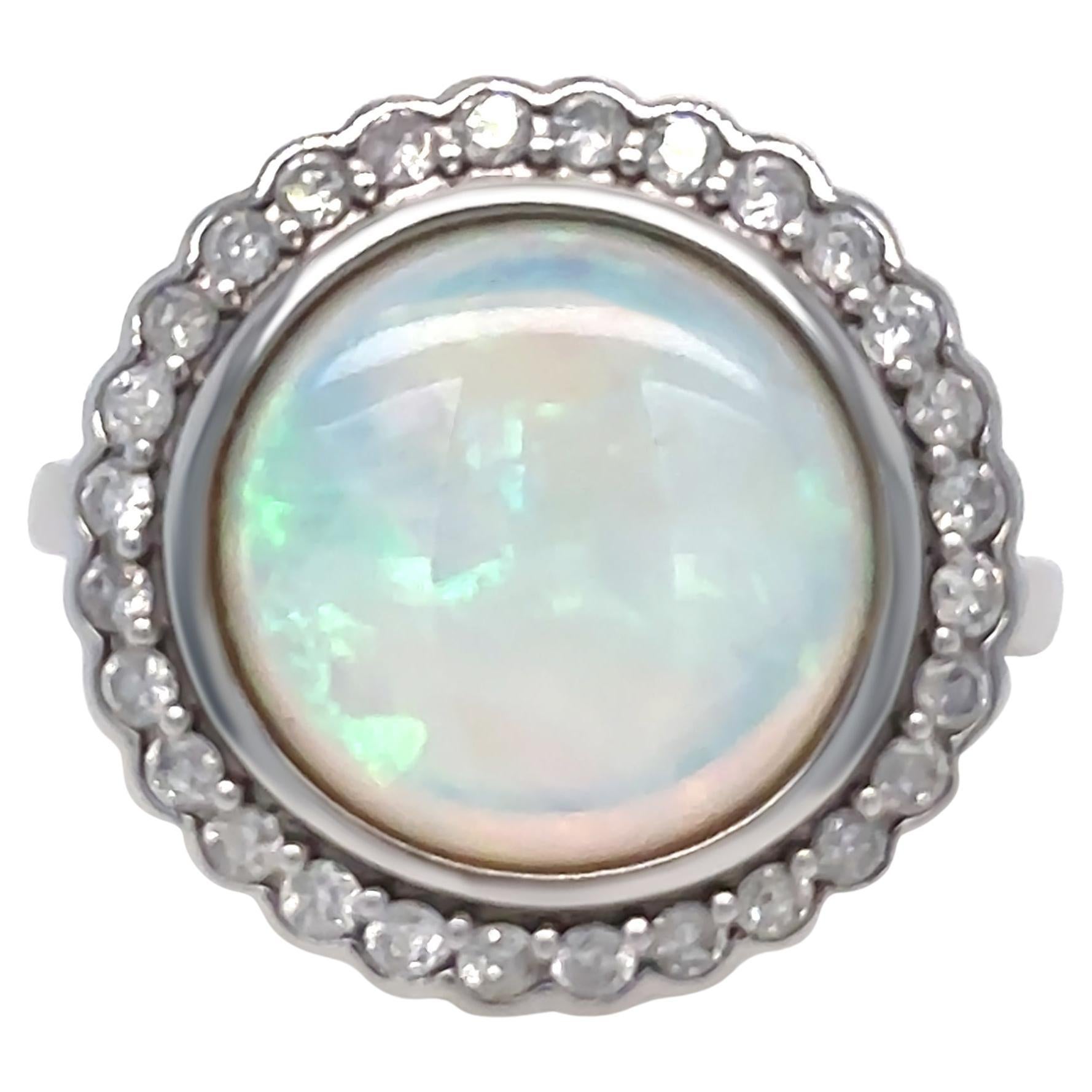 14ct White Gold Andamooka Opal and Diamond Ring 3.04ct