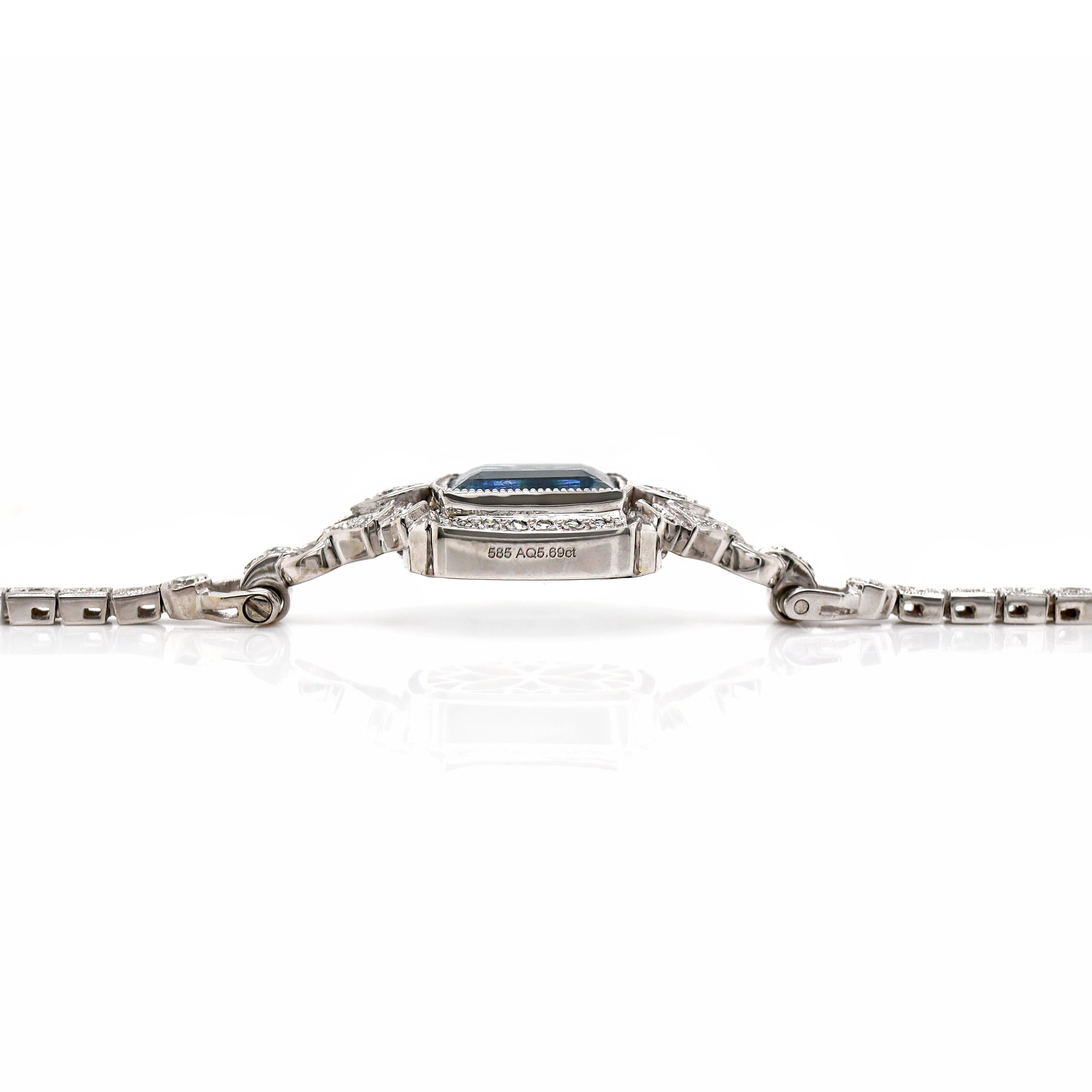 14CT White Gold Aquamarine And Diamond Bracelet For Sale 2