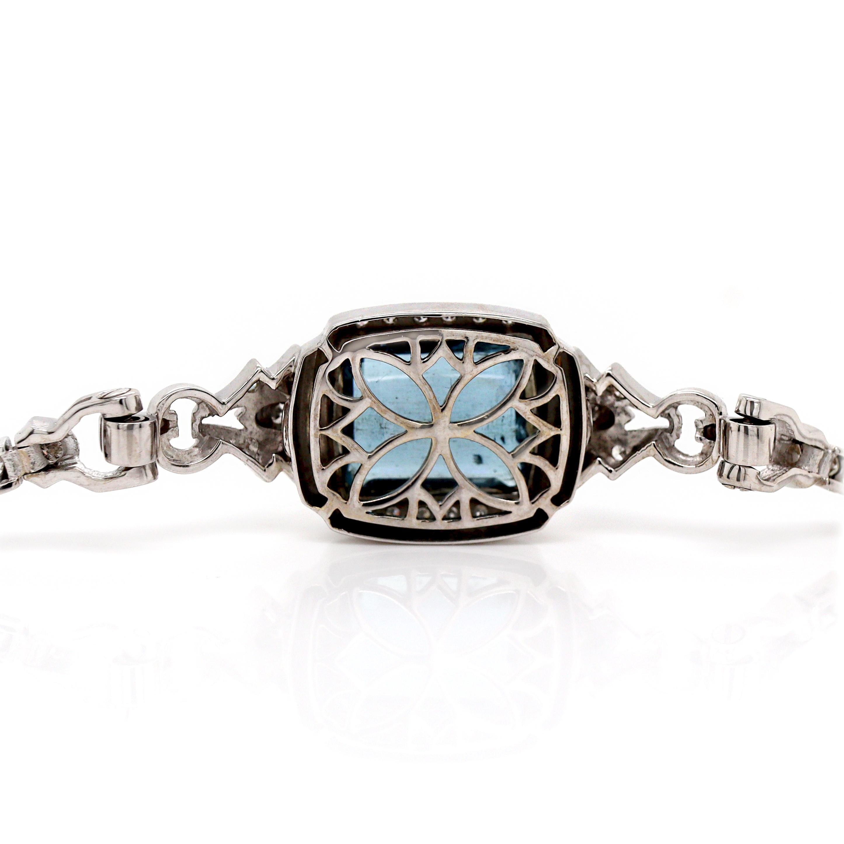14CT White Gold Aquamarine And Diamond Bracelet For Sale 3