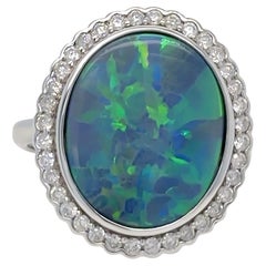 14ct White Gold Black Opal and Diamond Dress Ring 5.34ct