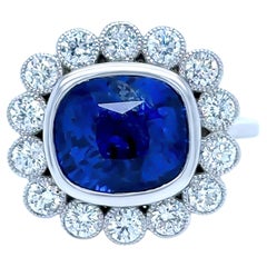 14ct White Gold Ceylon Sapphire & Diamond Ring 8.15ct