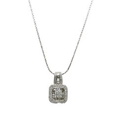 14ct Weißgold Cluster Diamant-Anhänger mit 0,50ct runden Diamanten