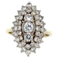 Anillo de oro blanco de 14 ct con racimo de diamantes 1,61 ct