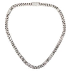 14ct White Gold Diamond Curb Link Necklace