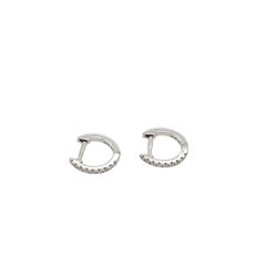 Orecchini a cerchio con diamanti in oro bianco 14ct, con 0,08ct di diamanti rotondi, 9,50mm